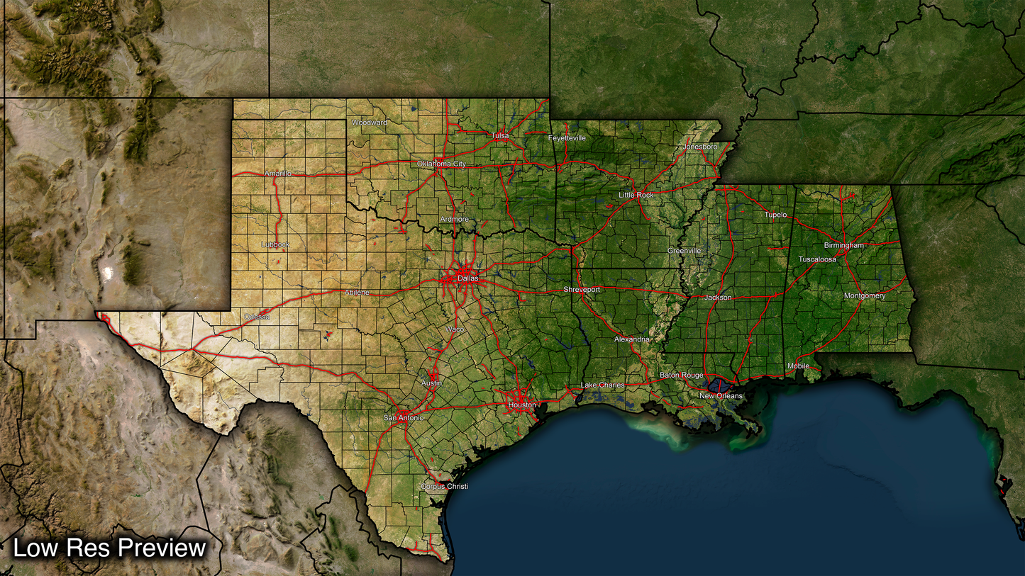 16k Digital Deep South Map