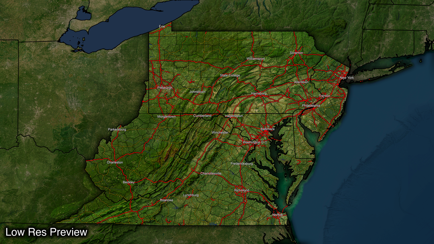 16k Digital Mid Atlantic Map