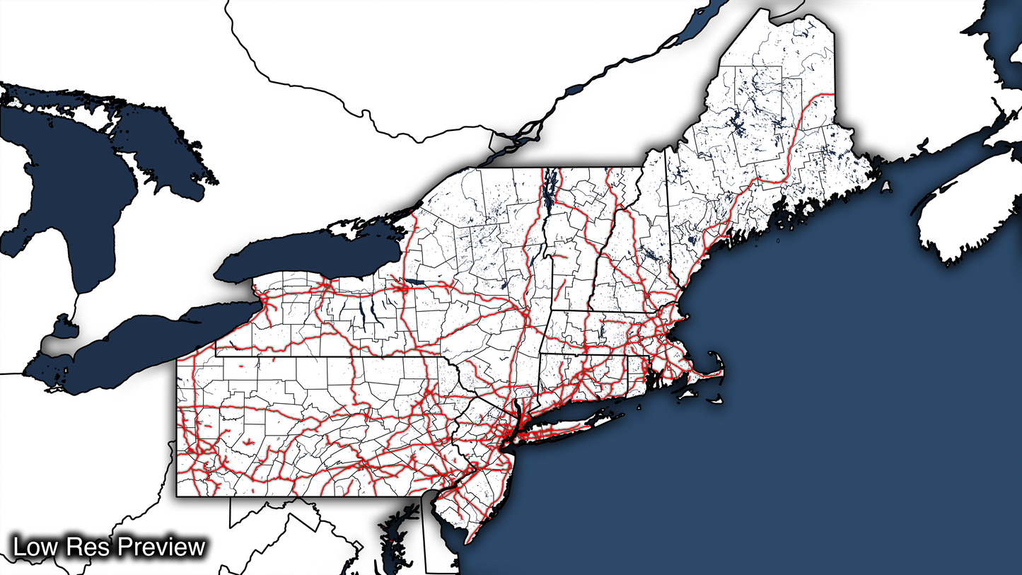 16k Digital Northeast Map
