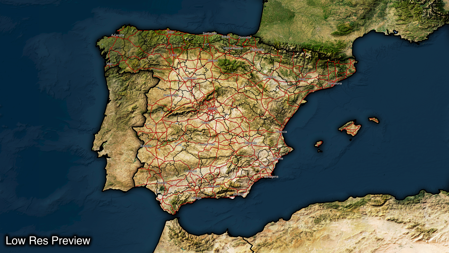 16k Digital Spain Map