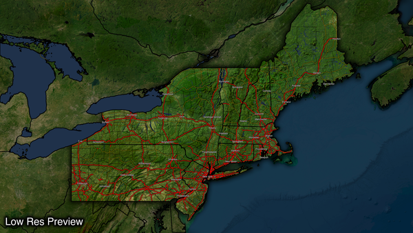 Northeast Bitmap 16k Digital Northeast Map – Trilogy Maps