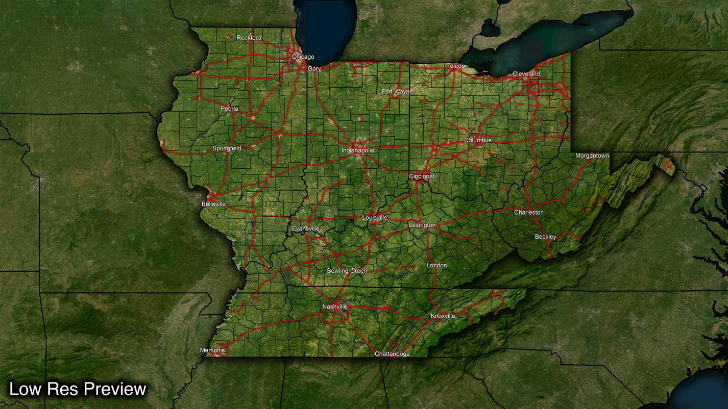 16k Digital Ohio Valley Map – Trilogy Maps