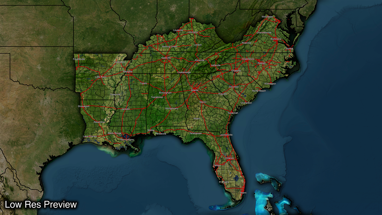 16k Digital Southeast Map