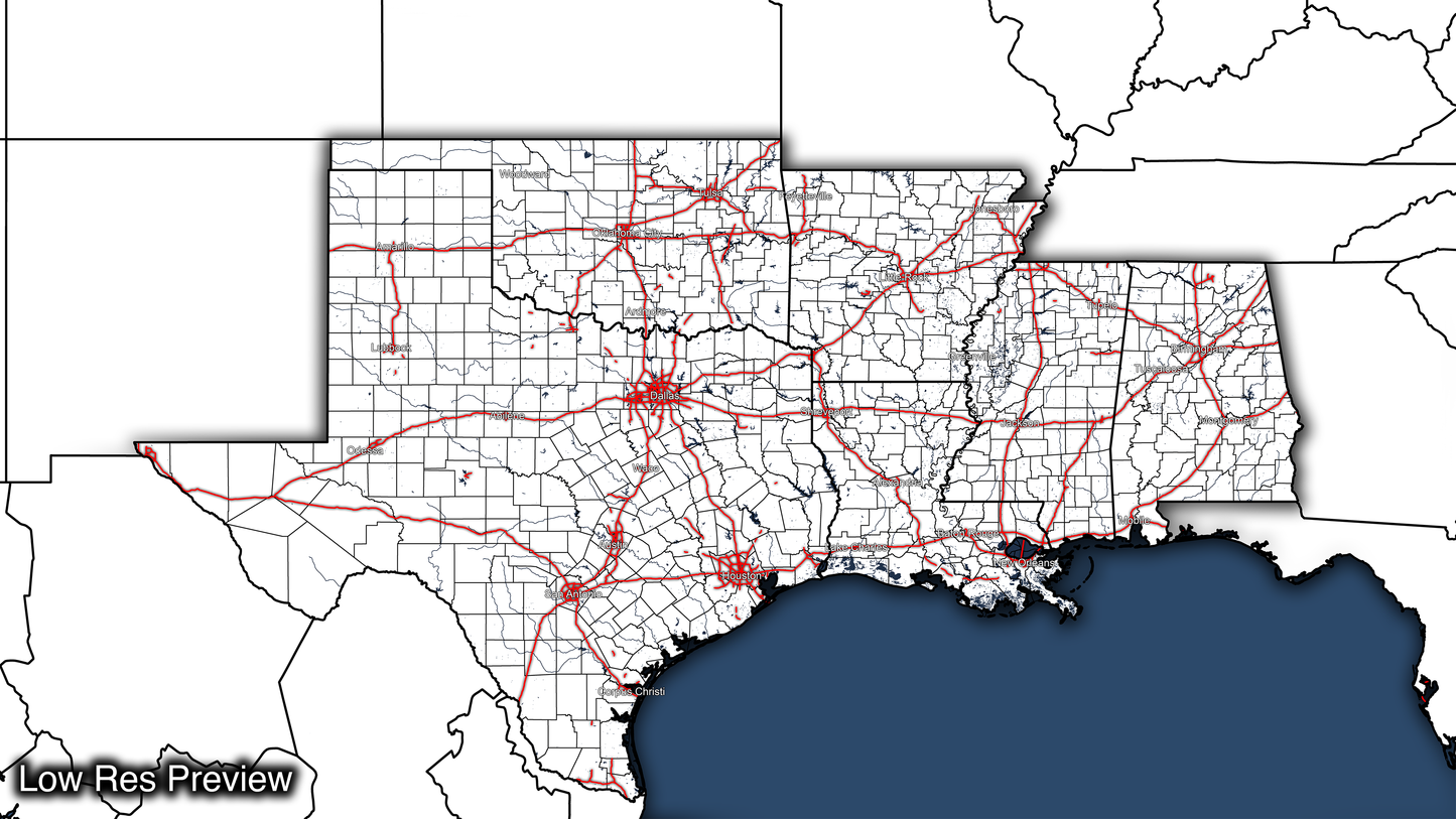 16k Digital Deep South Map
