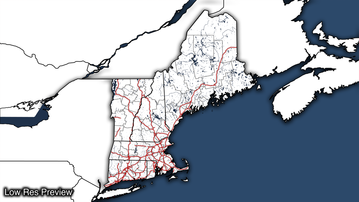 16k Digital New England Map – Trilogy Maps