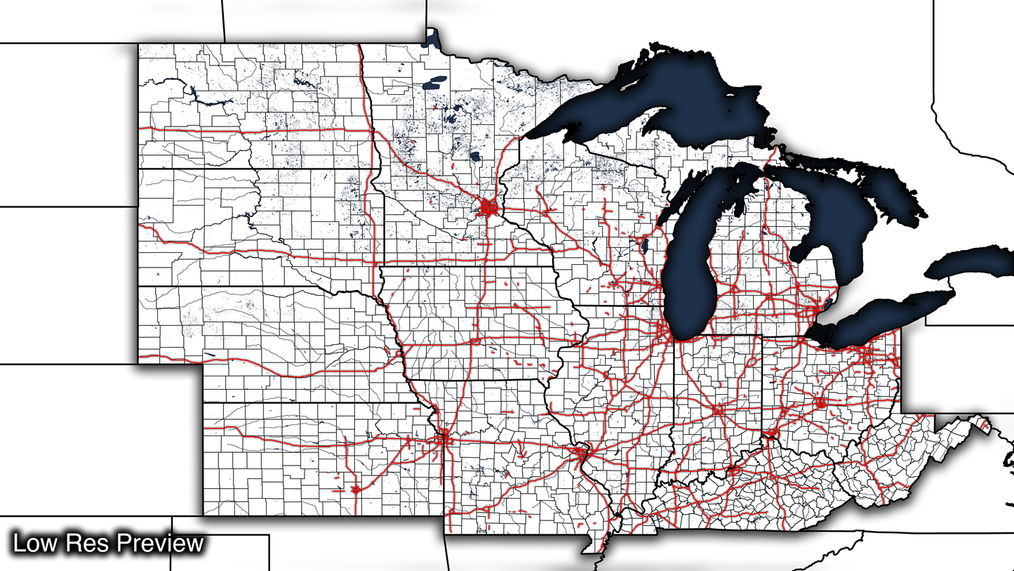 16k Digital Upper Midwest Map