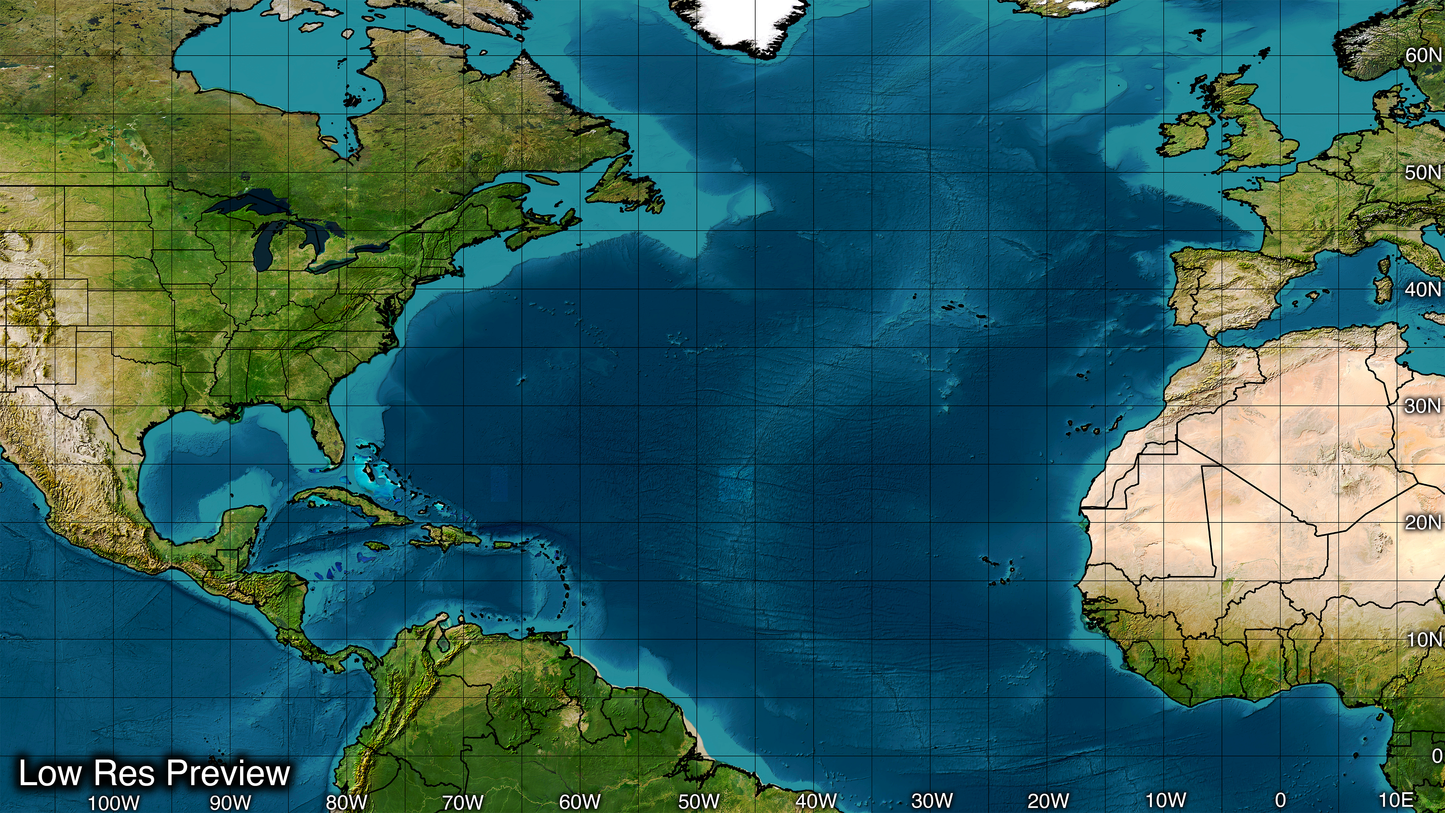 A low resolution example of trilogy maps Atlantic Hurricane chart