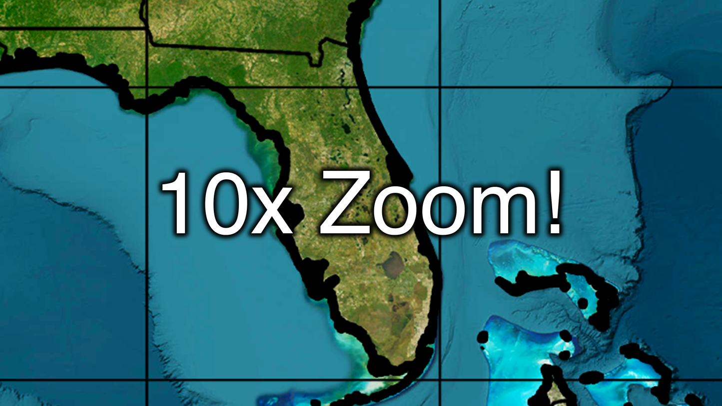 A zoomed in version of trilogymaps.com Atlantic Hurricane Map, Perfect for Hurricane charts or making forecasts for disturbances or tropical cyclones