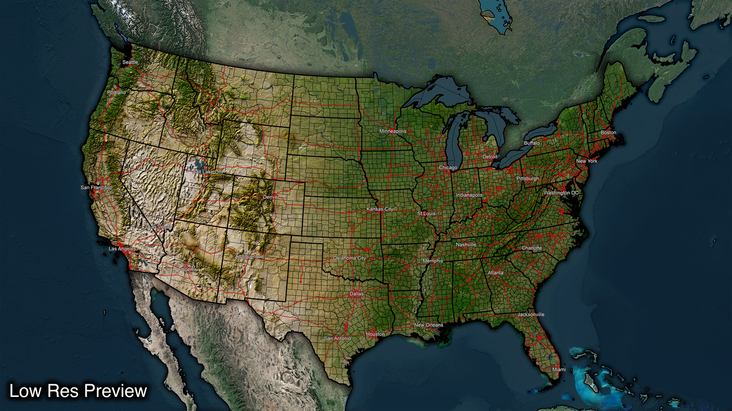 Trilogy Maps 8k Digital USA Map