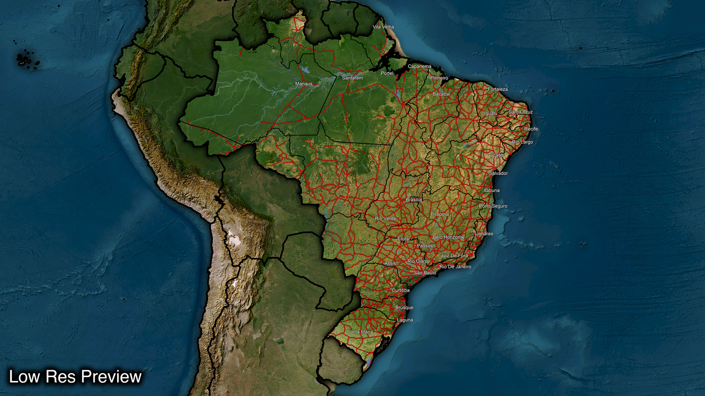 16k Digital Brazil Map