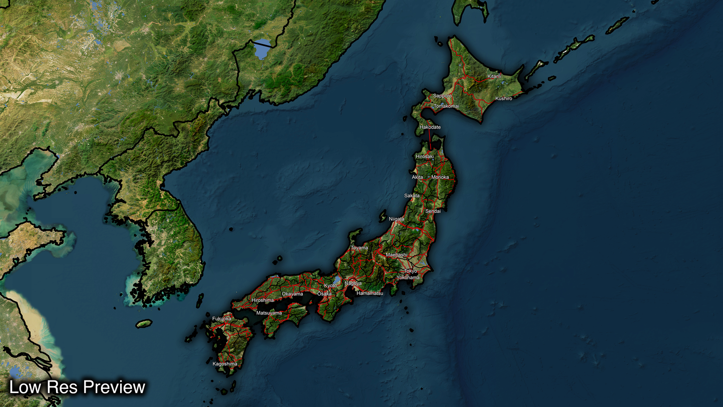 16k Digital Japan Map