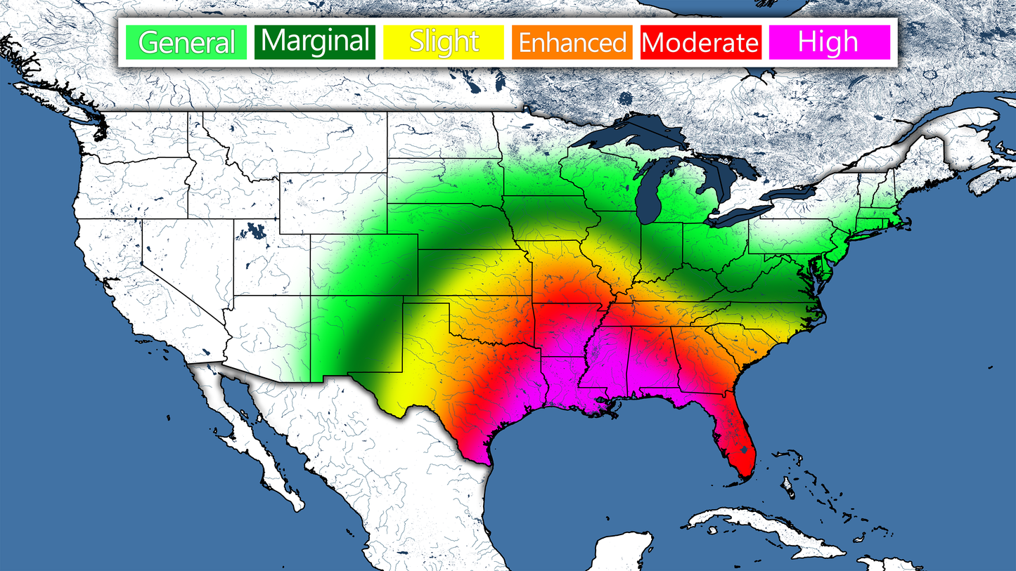 USA Map Severe Weather Outbreak Example Trilogy Maps