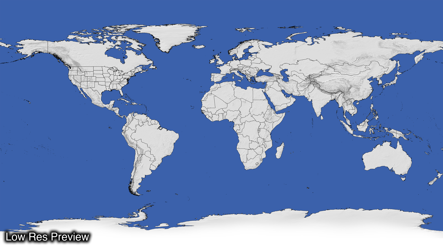 A White version of Trilogymap.com HD 16k Digital World Map! Providing the Highest definition Most Customizable digital maps on the market