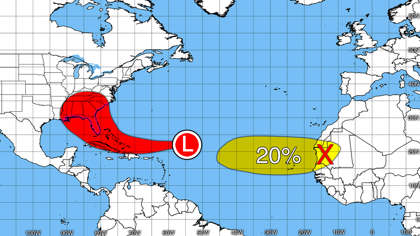 An Example of trilogymaps.com White Atlantic Hurricane Map, Perfect for Hurricane charts or making forecasts for disturbances or tropical cyclones